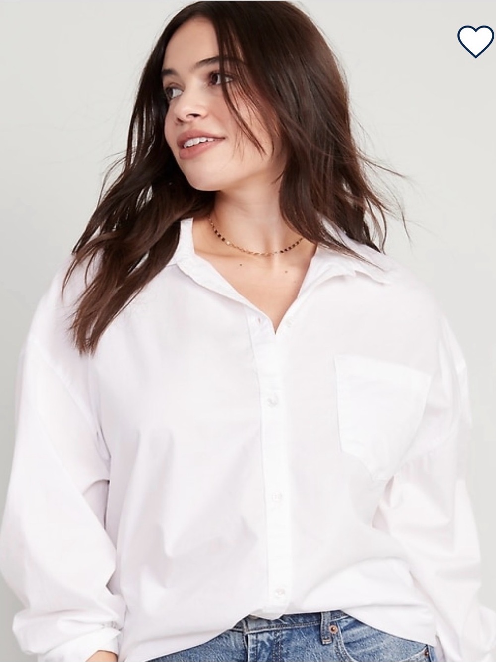 Old Navy Oversized Long-Sleeve Poplin Boyfriend Shirt, Size Small